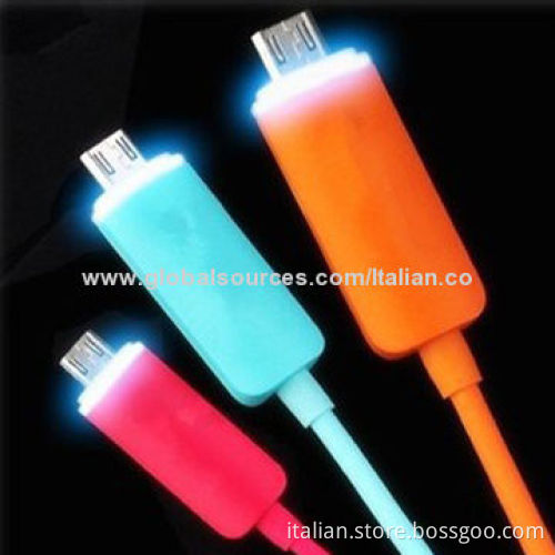 USB Data Cable for iPhone 5 with LED Light, OEM Orders Welcomed